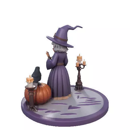 2738Witch with Spell book Skull Raven Pumpkin Color 3D Model 3D print model_29