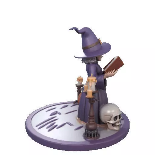 2738Witch with Spell book Skull Raven Pumpkin Color 3D Model 3D print model_18