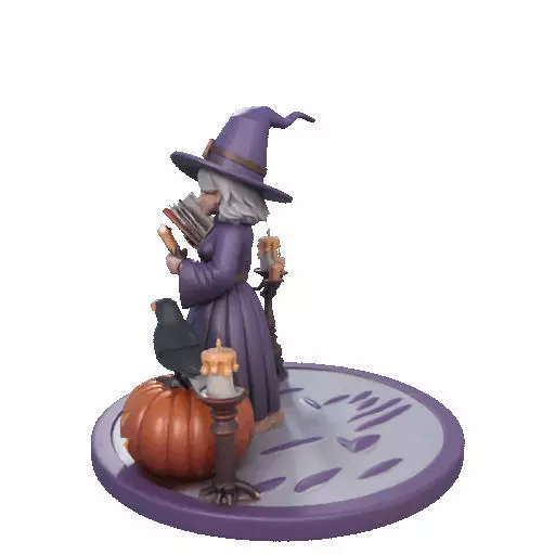 2738Witch with Spell book Skull Raven Pumpkin Color 3D Model 3D print model_32