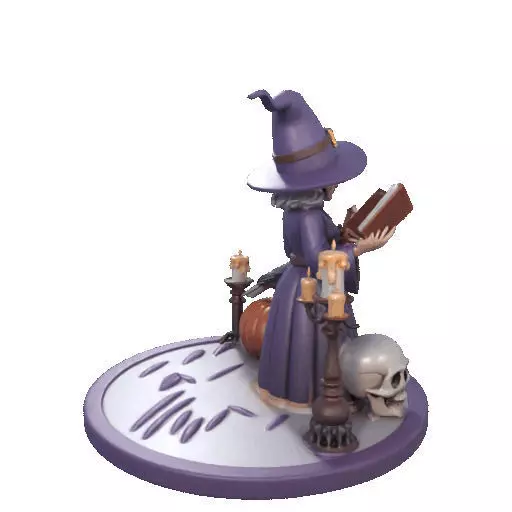 2738Witch with Spell book Skull Raven Pumpkin Color 3D Model 3D print model_19