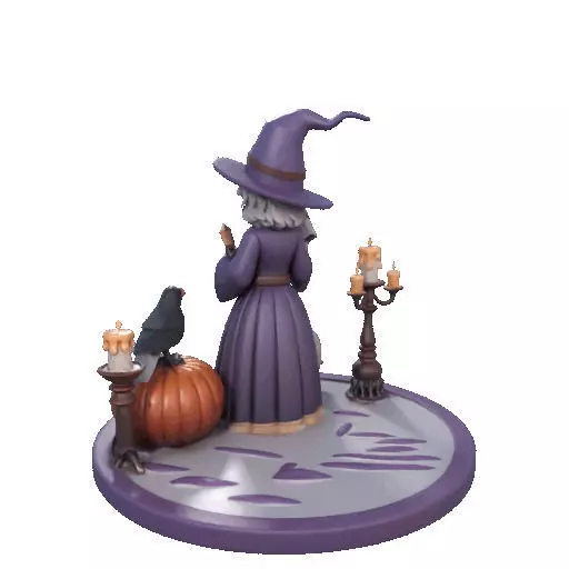 2738Witch with Spell book Skull Raven Pumpkin Color 3D Model 3D print model_28