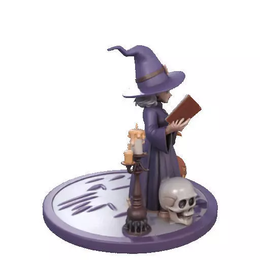 2738Witch with Spell book Skull Raven Pumpkin Color 3D Model 3D print model_17