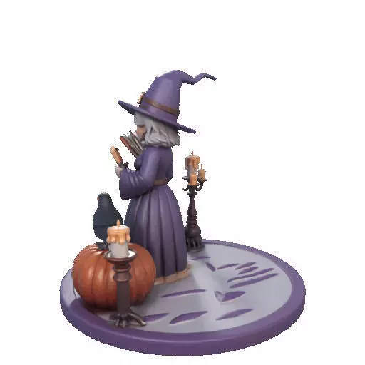 2738Witch with Spell book Skull Raven Pumpkin Color 3D Model 3D print model_31