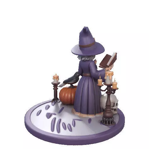 2738Witch with Spell book Skull Raven Pumpkin Color 3D Model 3D print model_21