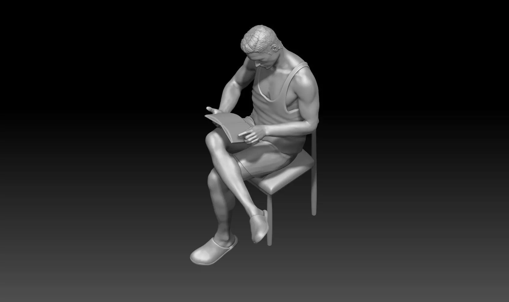 boy reading 2 3D print model_1