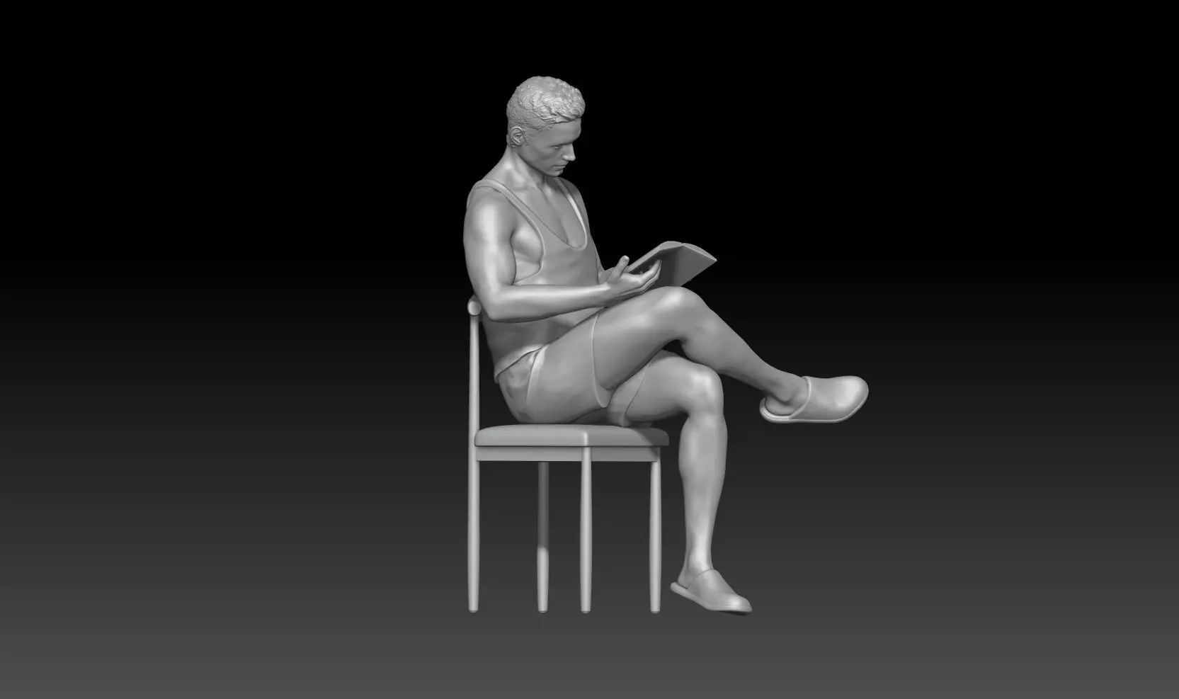 boy reading 2 3D print model_3