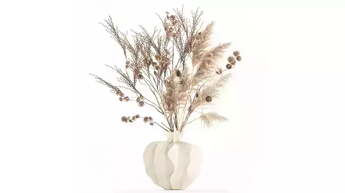 Realistic autumn bouquet dried pampas branches vase decor