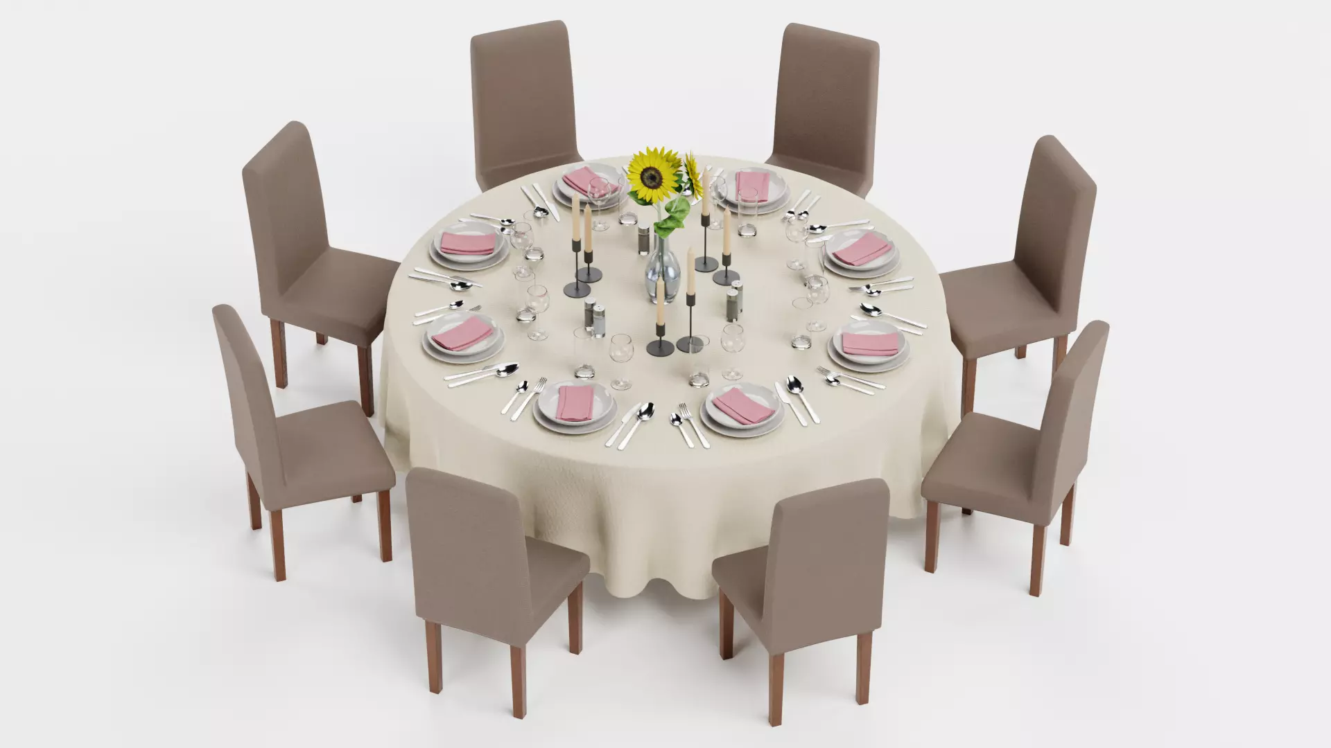Restaurant Table Full Setting V4 - Banquet Dining Setup 3D model
