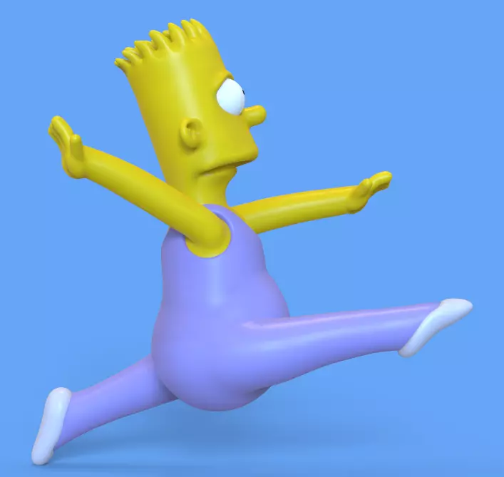 BART SIMPSON BALLET JUMP KEYCHAIN-PARTS AND COMPLETE 3D print model_3