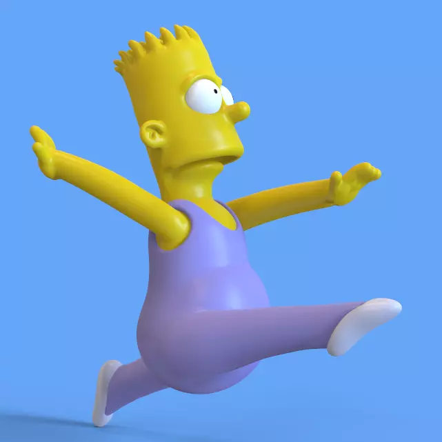 BART SIMPSON BALLET JUMP KEYCHAIN-PARTS AND COMPLETE 3D print model_2