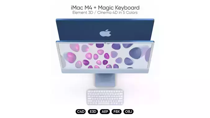 iMac M4 2024 3D Model for Element 3D And Cinema 4D