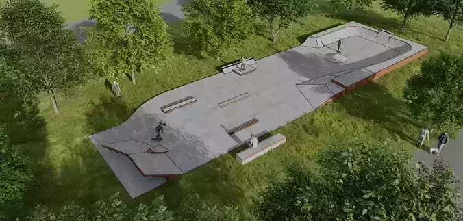 Skatepark Pankow Berlin 3D Model STL OBJ FBX 3DS 3D model