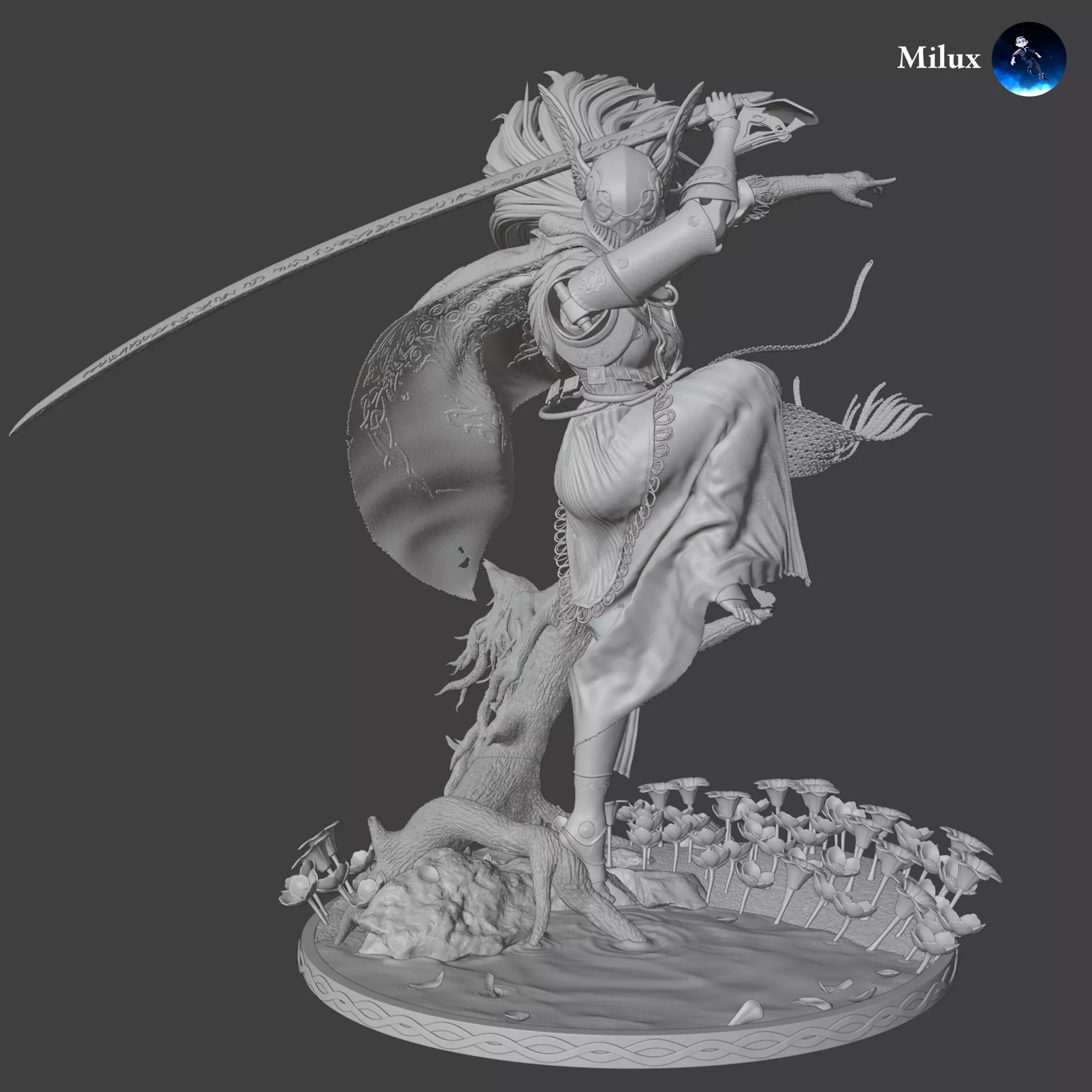 Malenia Blade of Miquella Statue - Elden Ring 3D print model_3