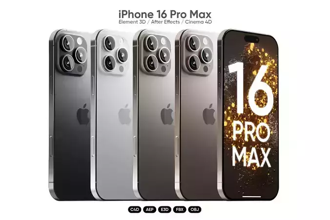  iPhone 16 Pro Max 3D Model for Element 3D And Cinema 4D 3D model