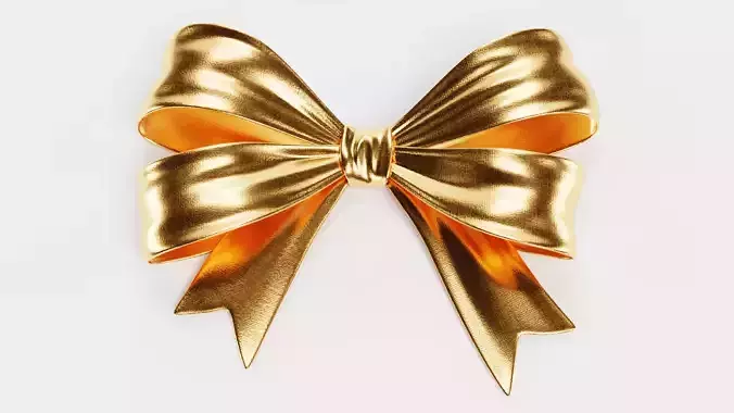 Ribbon Bow V4 - Gold Decorative Gift Wrapping