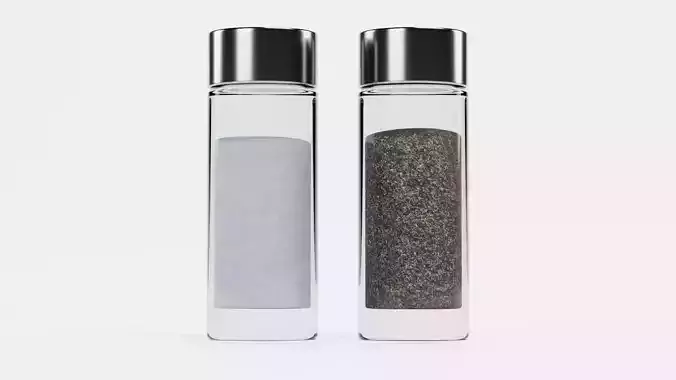 Salt and Pepper Shakers Set V1 - Glass Condiment Dispensers Low-poly 3D model 2