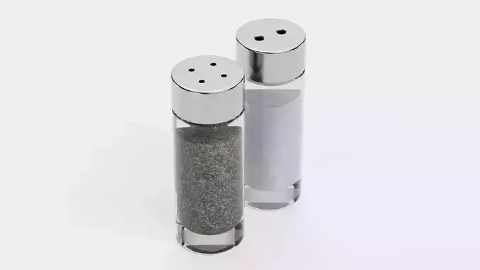 Salt and Pepper Shakers Set V1 - Glass Condiment Dispensers Low-poly 3D model 6