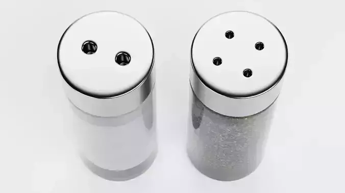 Salt and Pepper Shakers Set V1 - Glass Condiment Dispensers Low-poly 3D model 3