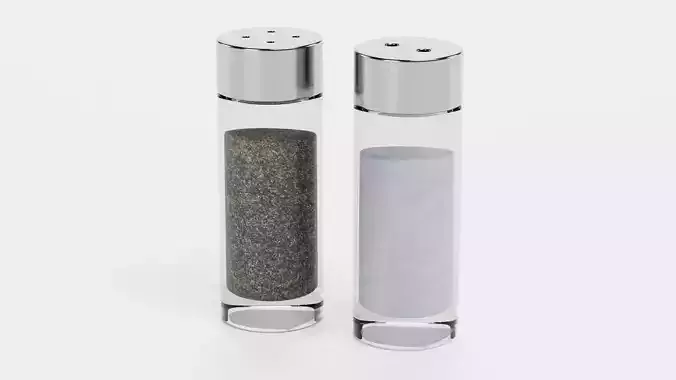 Salt and Pepper Shakers Set V1 - Glass Condiment Dispensers Low-poly 3D model 5