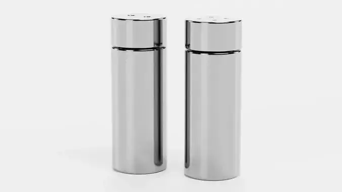 Salt and Pepper Shakers Set V2 - Metal Condiment Dispensers  Low-poly 3D model 7