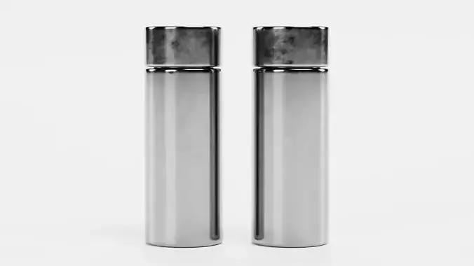 Salt and Pepper Shakers Set V2 - Metal Condiment Dispensers  Low-poly 3D model 2