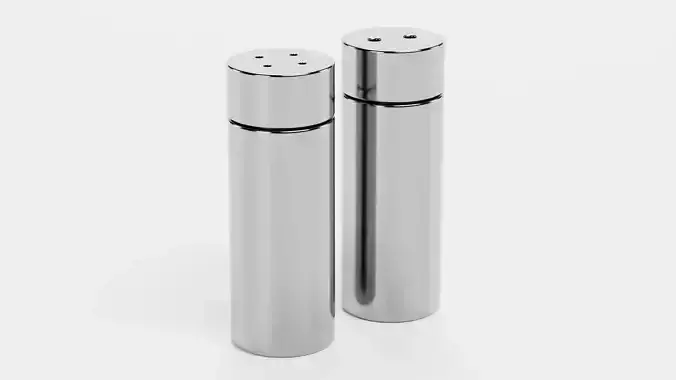 Salt and Pepper Shakers Set V2 - Metal Condiment Dispensers  Low-poly 3D model 5