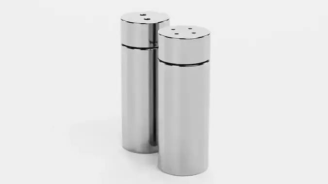 Salt and Pepper Shakers Set V2 - Metal Condiment Dispensers  Low-poly 3D model 6