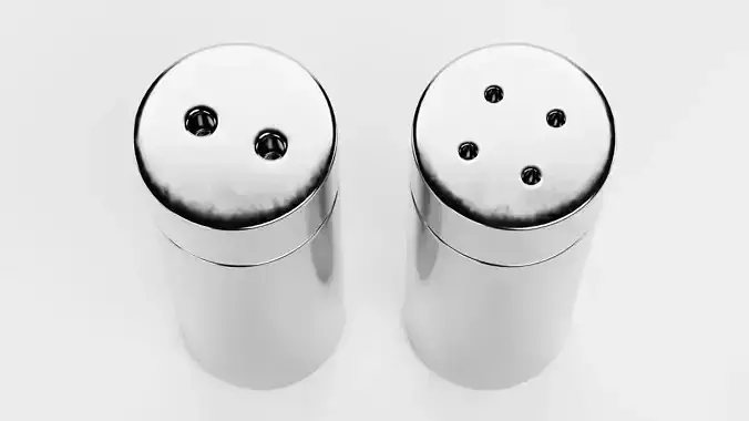 Salt and Pepper Shakers Set V2 - Metal Condiment Dispensers  Low-poly 3D model 3
