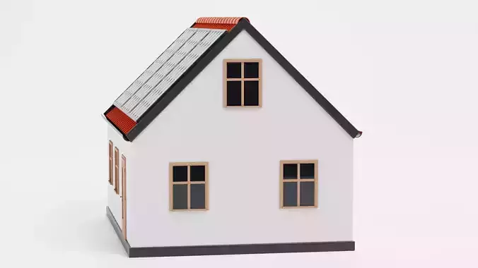 Solar House V1 - Eco Family Home with Photovoltaic Panels 3D model 5