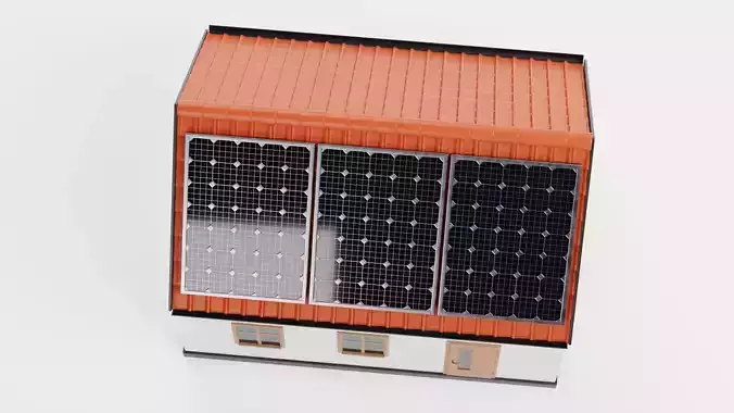 Solar House V1 - Eco Family Home with Photovoltaic Panels 3D model 7