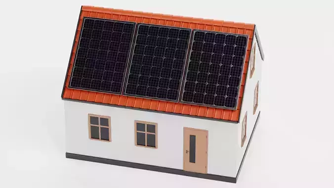 Solar House V1 - Eco Family Home with Photovoltaic Panels 3D model 6