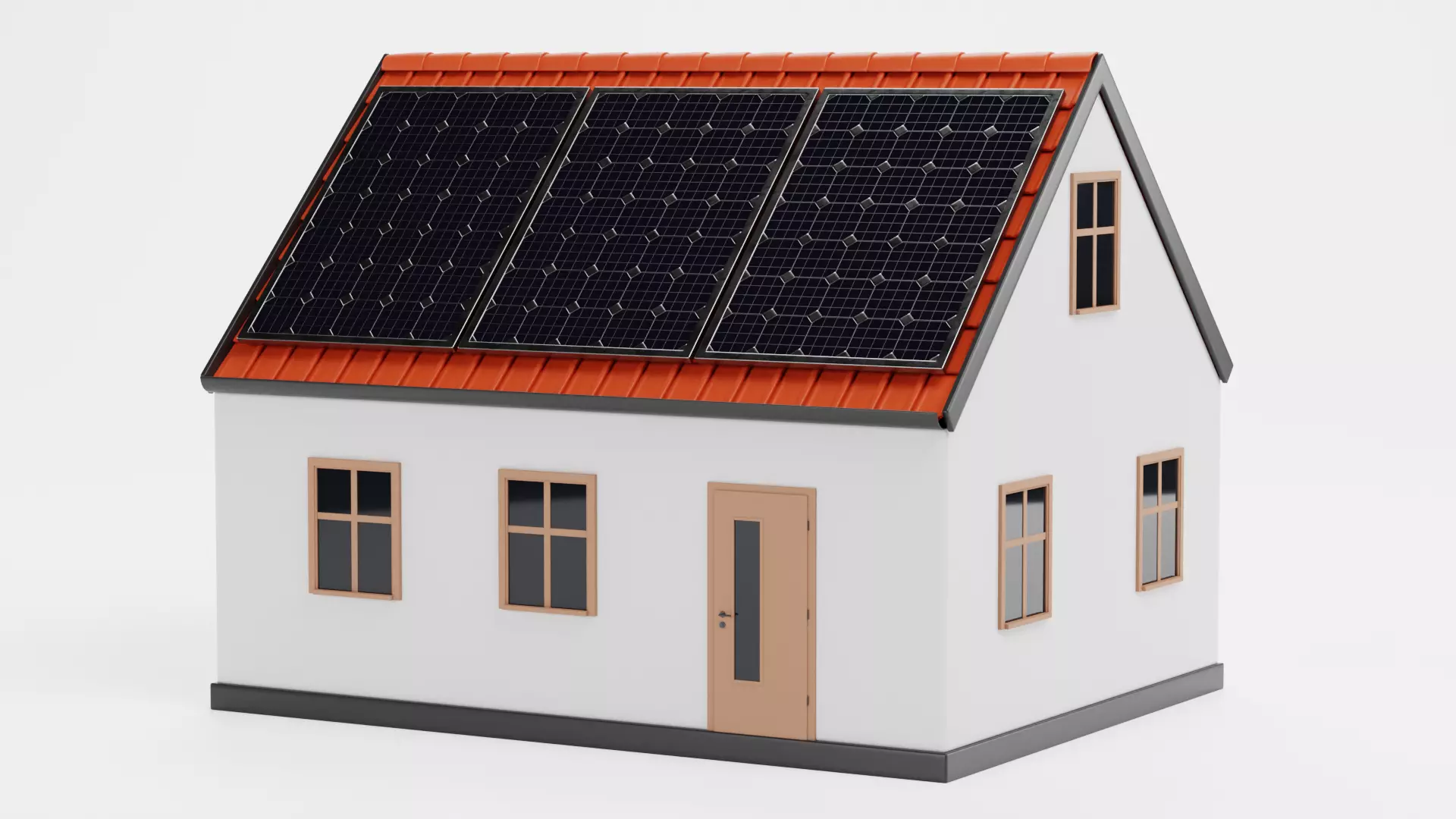 Solar House V1 - Eco Family Home with Photovoltaic Panels 3D model