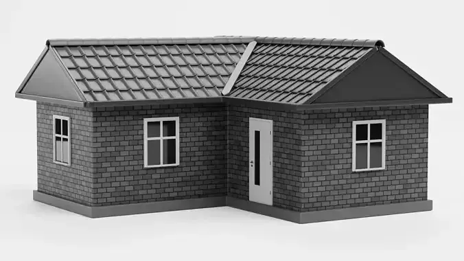 Solar House V2 - Eco Bungalow Building with Photovoltaic Panels 3D model 4