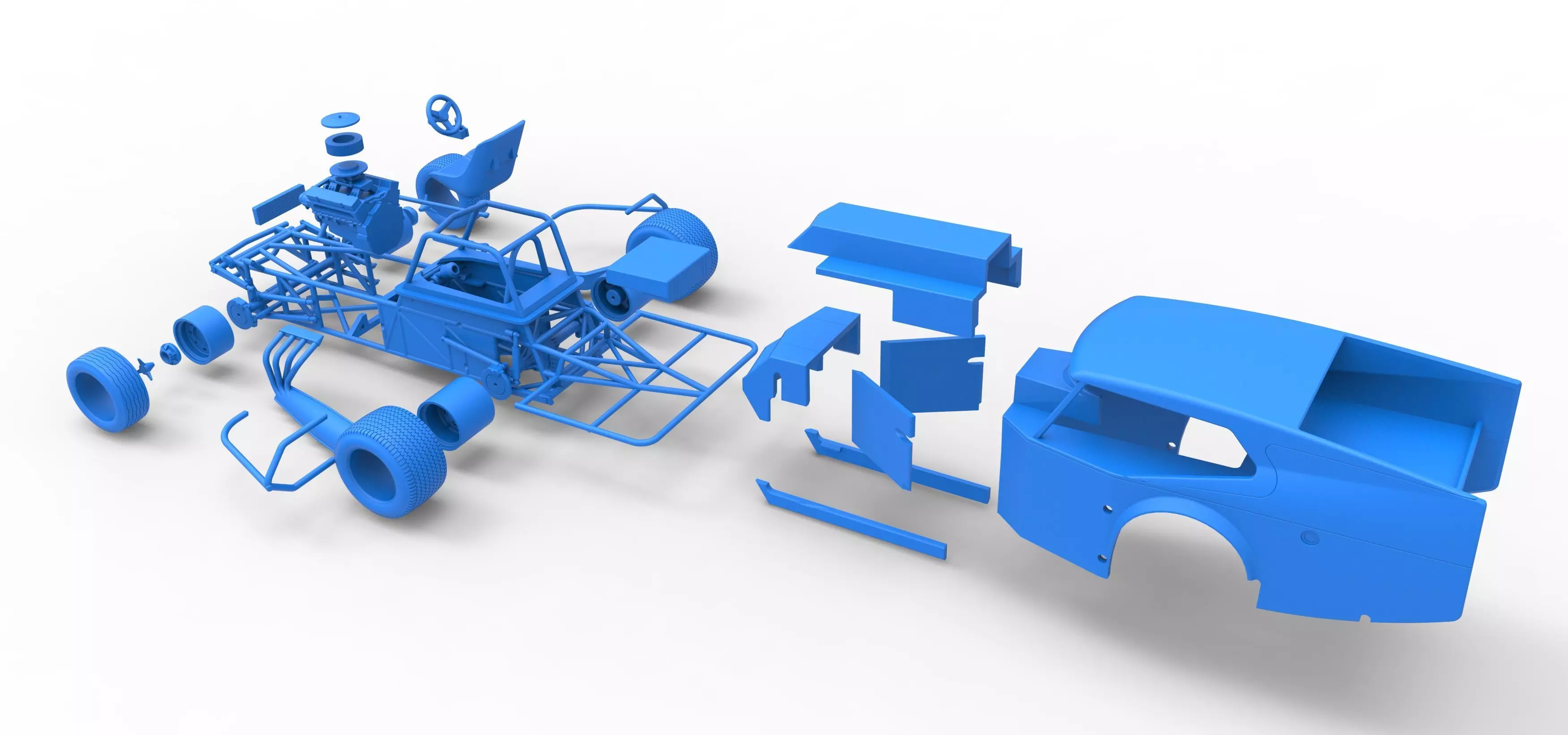 Vintage Dirt Modified stock car Version 5 Scale 1 to 25 3D print model_61