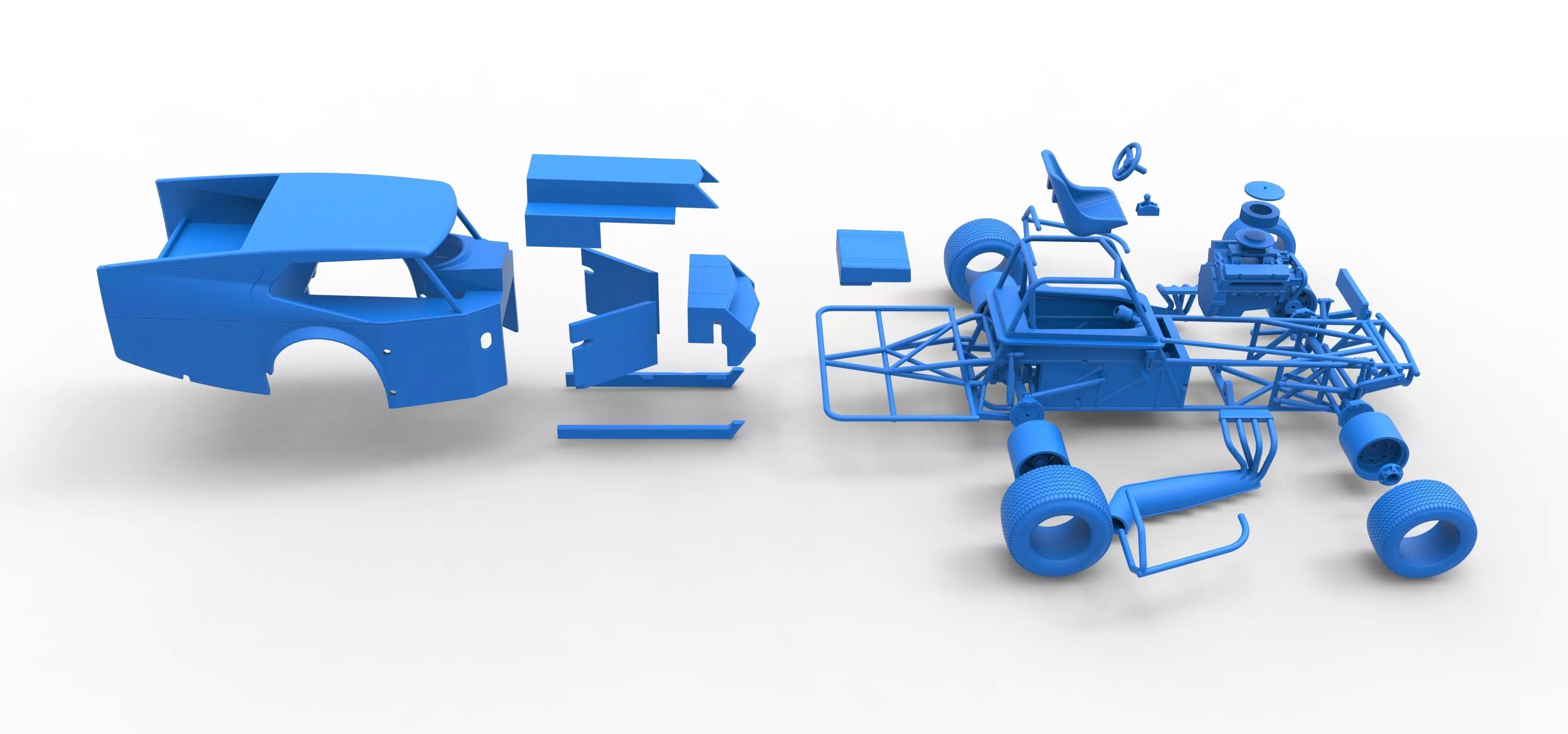 Vintage Dirt Modified stock car Version 5 Scale 1 to 25 3D print model_64