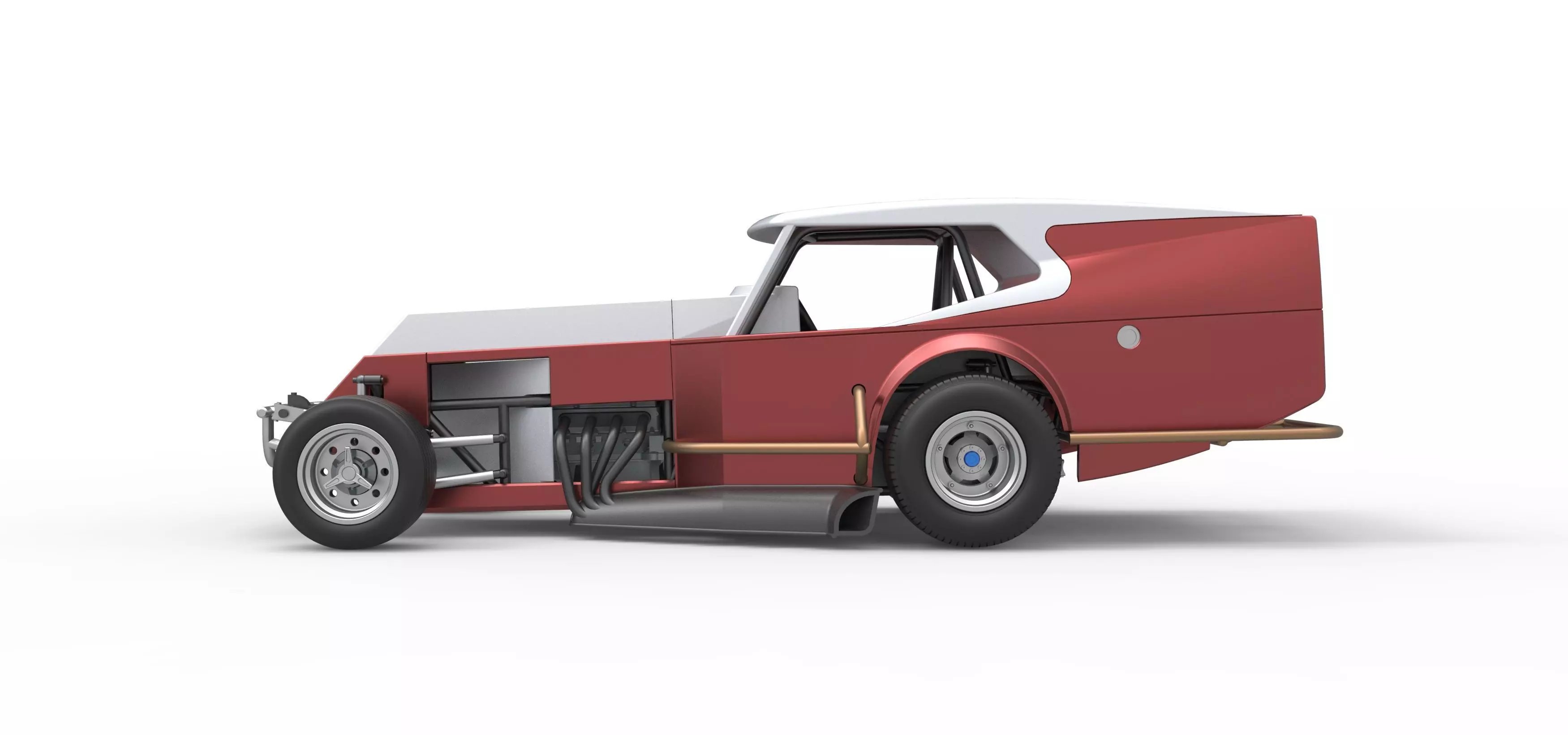 Vintage Dirt Modified stock car Version 5 Scale 1 to 25 3D print model_9