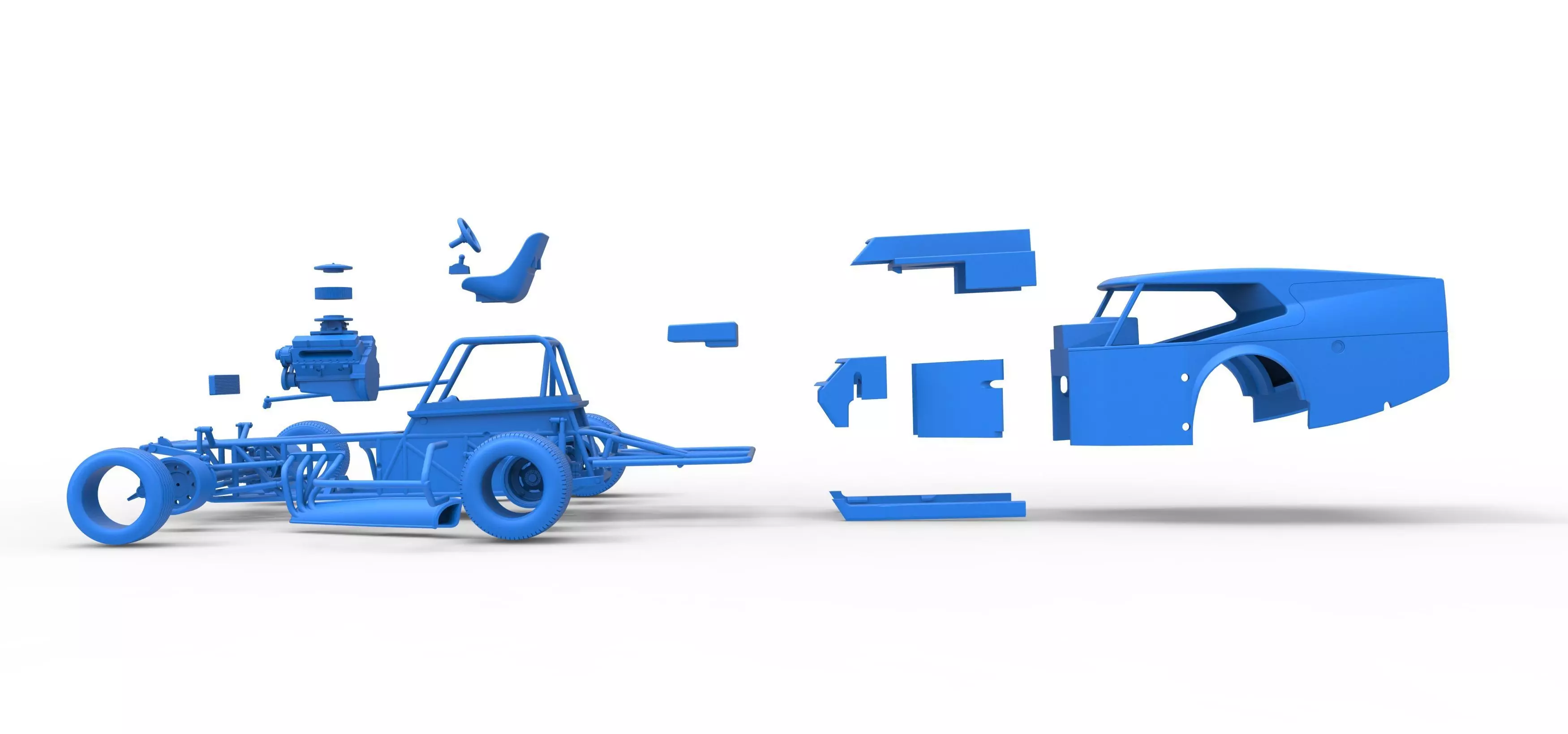 Vintage Dirt Modified stock car Version 5 Scale 1 to 25 3D print model_59