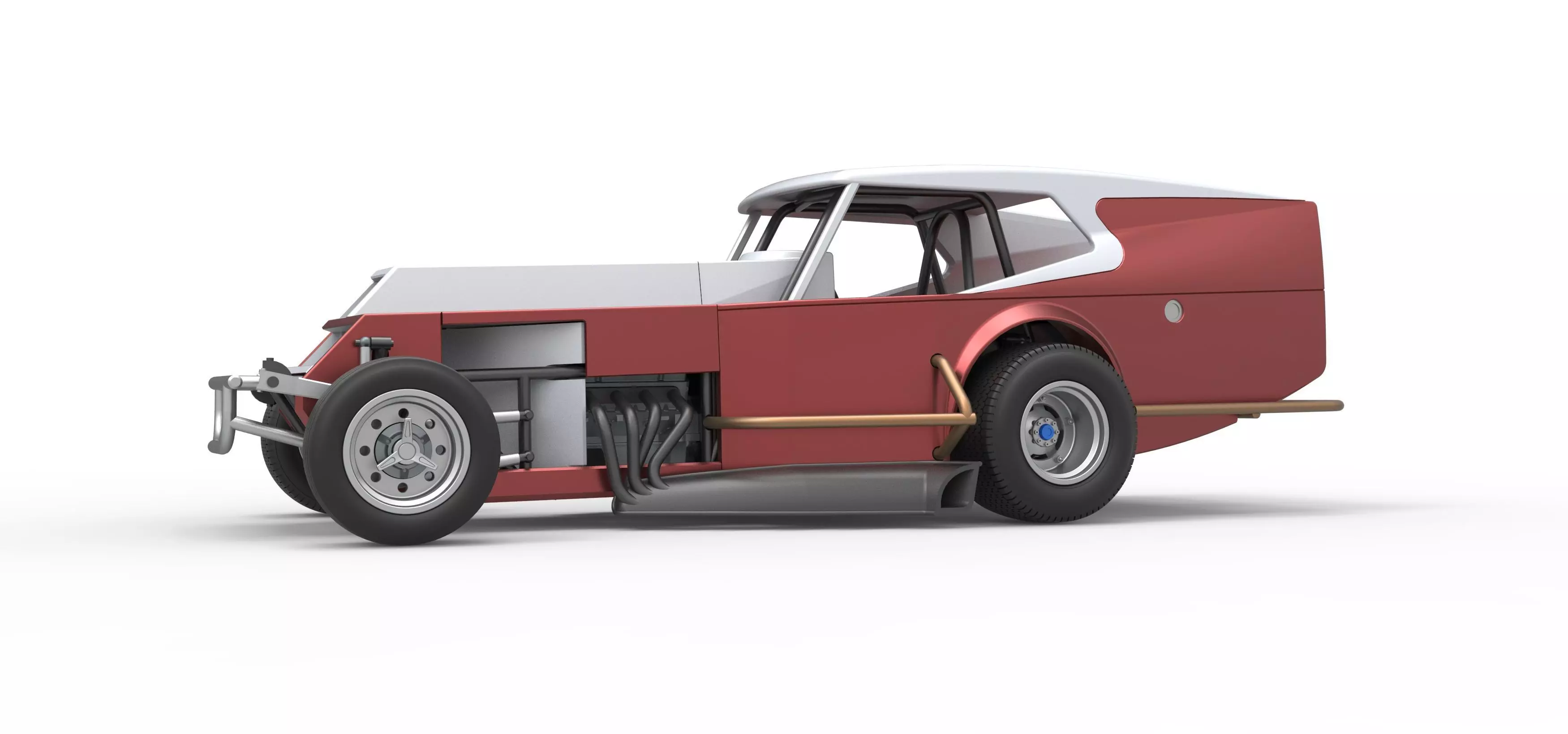 Vintage Dirt Modified stock car Version 5 Scale 1 to 25 3D print model_2