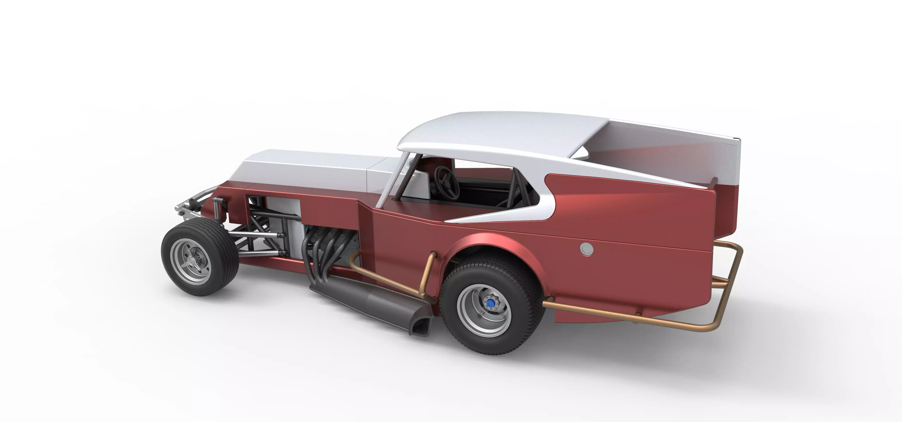 Vintage Dirt Modified stock car Version 5 Scale 1 to 25 3D print model_12