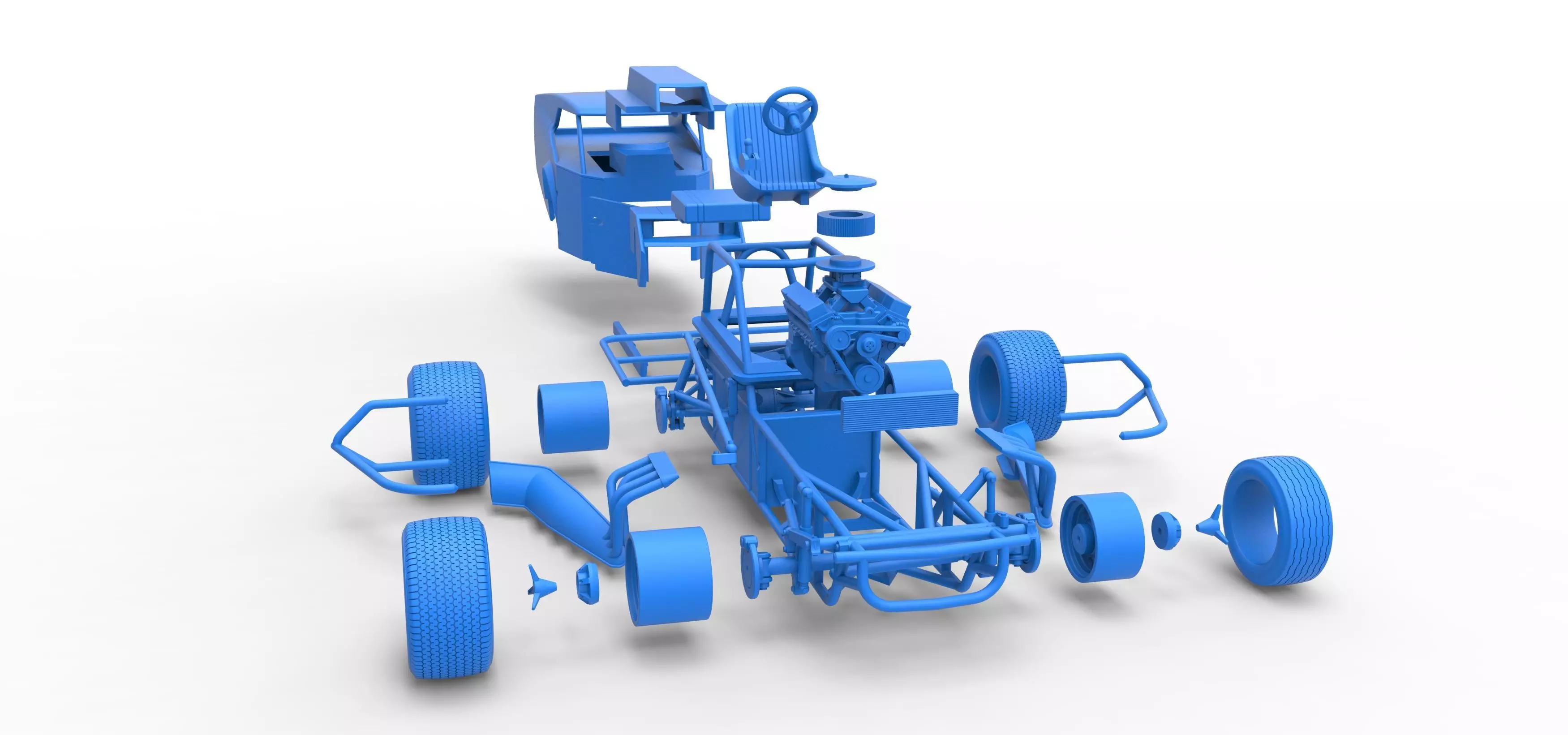 Vintage Dirt Modified stock car Version 5 Scale 1 to 25 3D print model_66