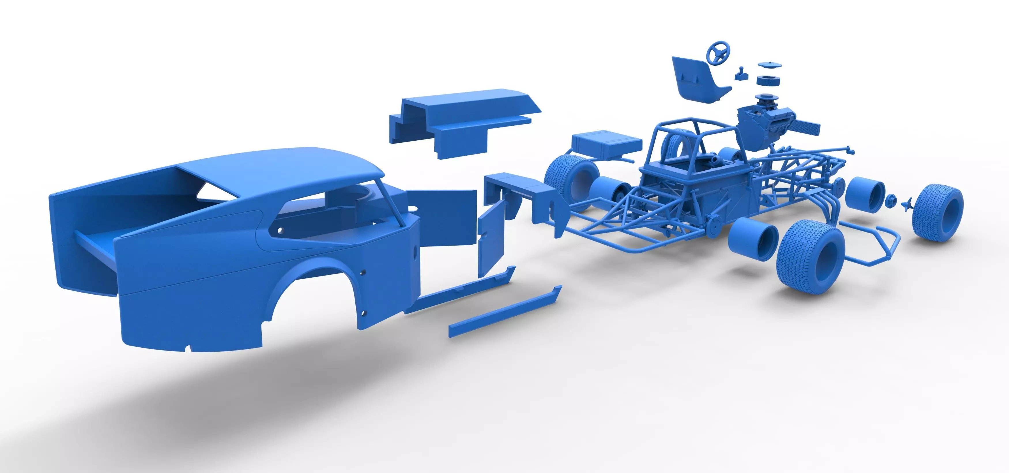 Vintage Dirt Modified stock car Version 5 Scale 1 to 25 3D print model_63