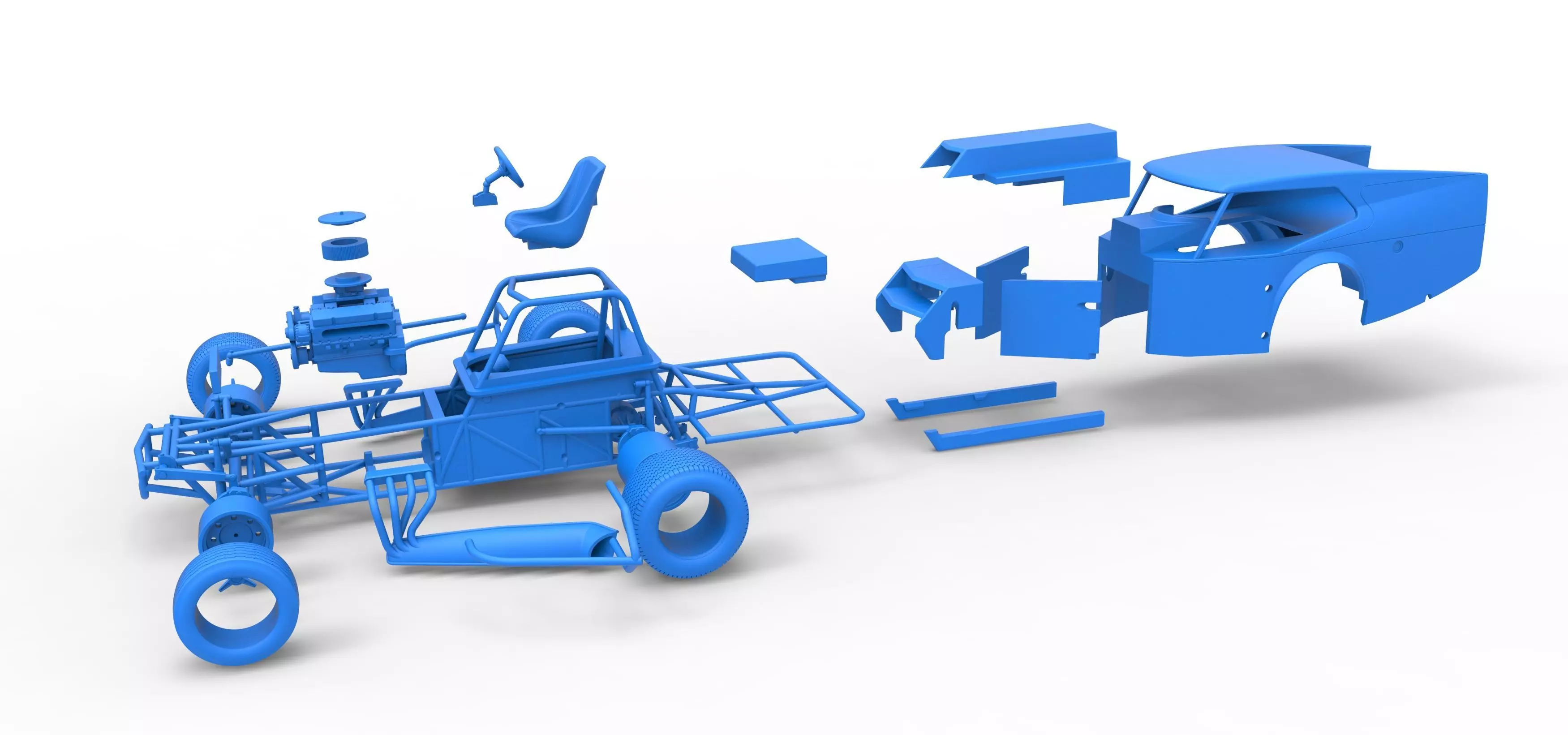 Vintage Dirt Modified stock car Version 5 Scale 1 to 25 3D print model_55