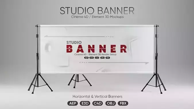 Horizontal And Vertical Banners for After Effects And Cinema 4d 3D model