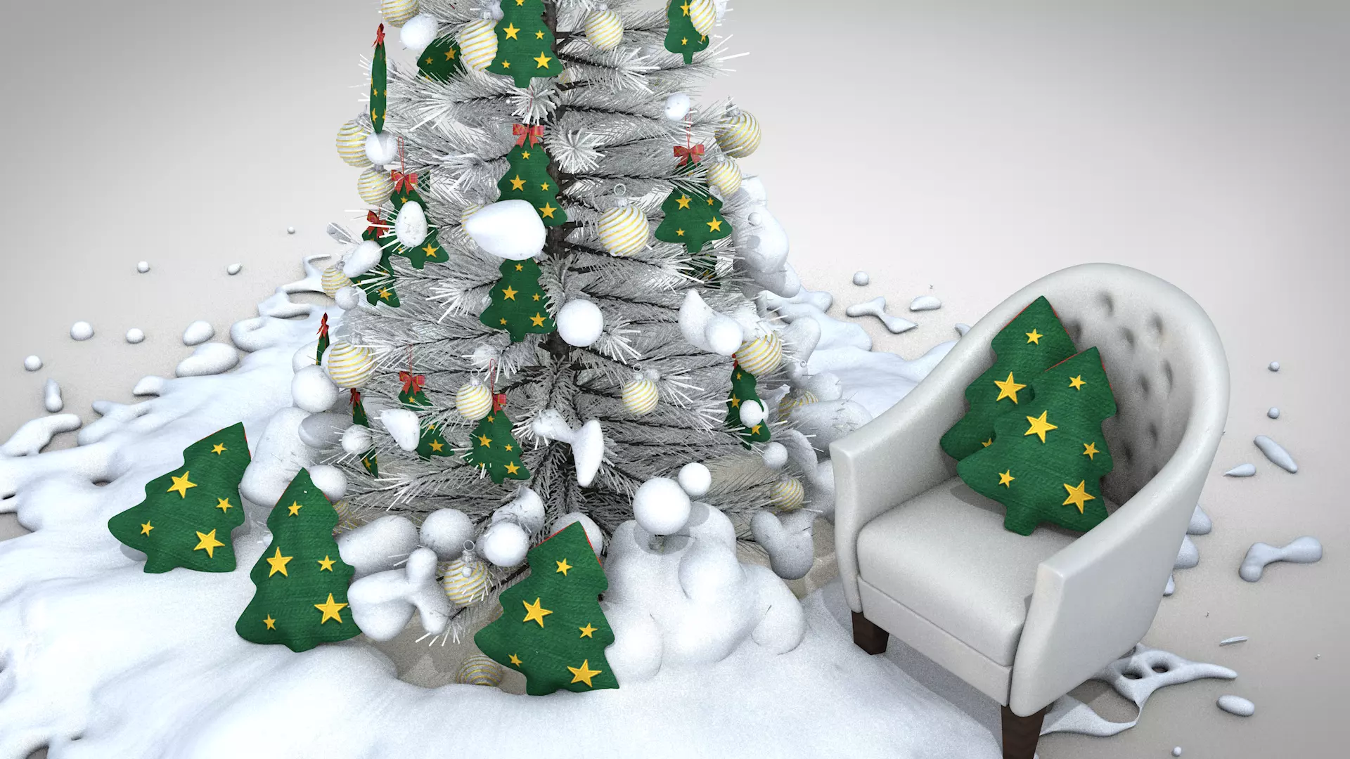 Christmas Tree Pouf and Pillow 3D Model 3D model_1