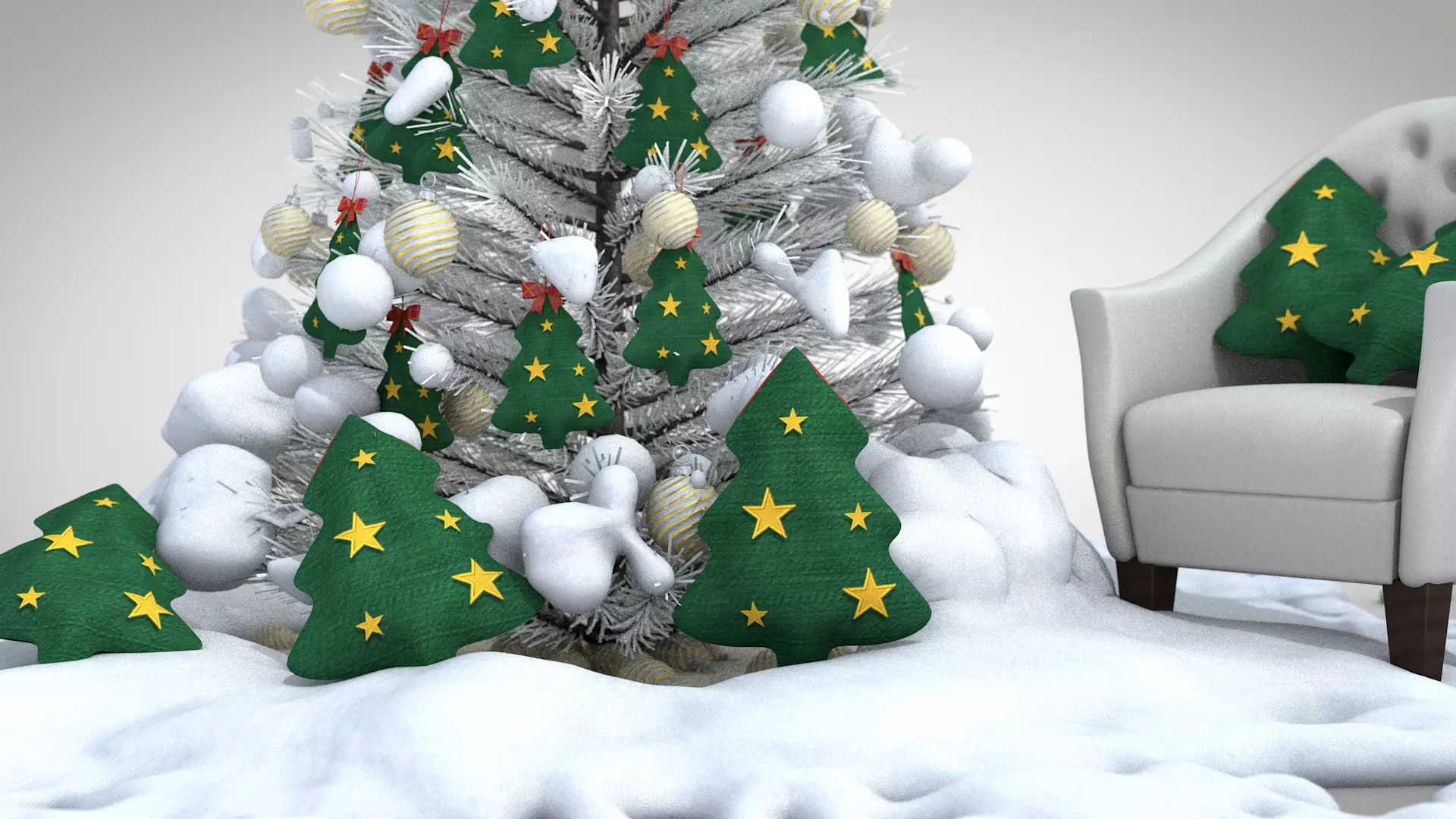 Christmas Tree Pouf and Pillow 3D Model 3D model_4