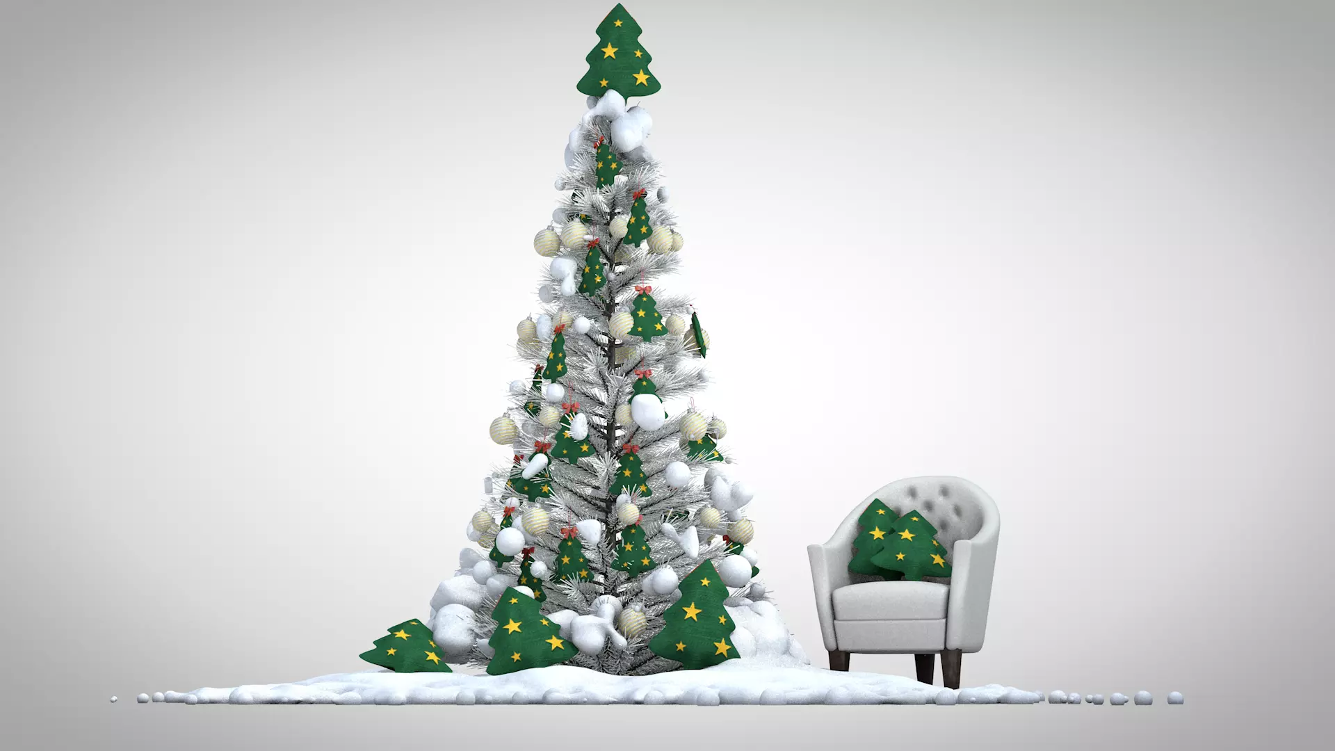 Christmas Tree Pouf and Pillow 3D Model 3D model_11