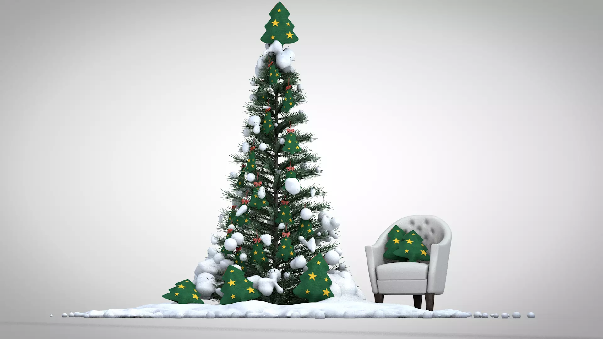 Christmas Tree Pouf and Pillow 3D Model 3D model_10