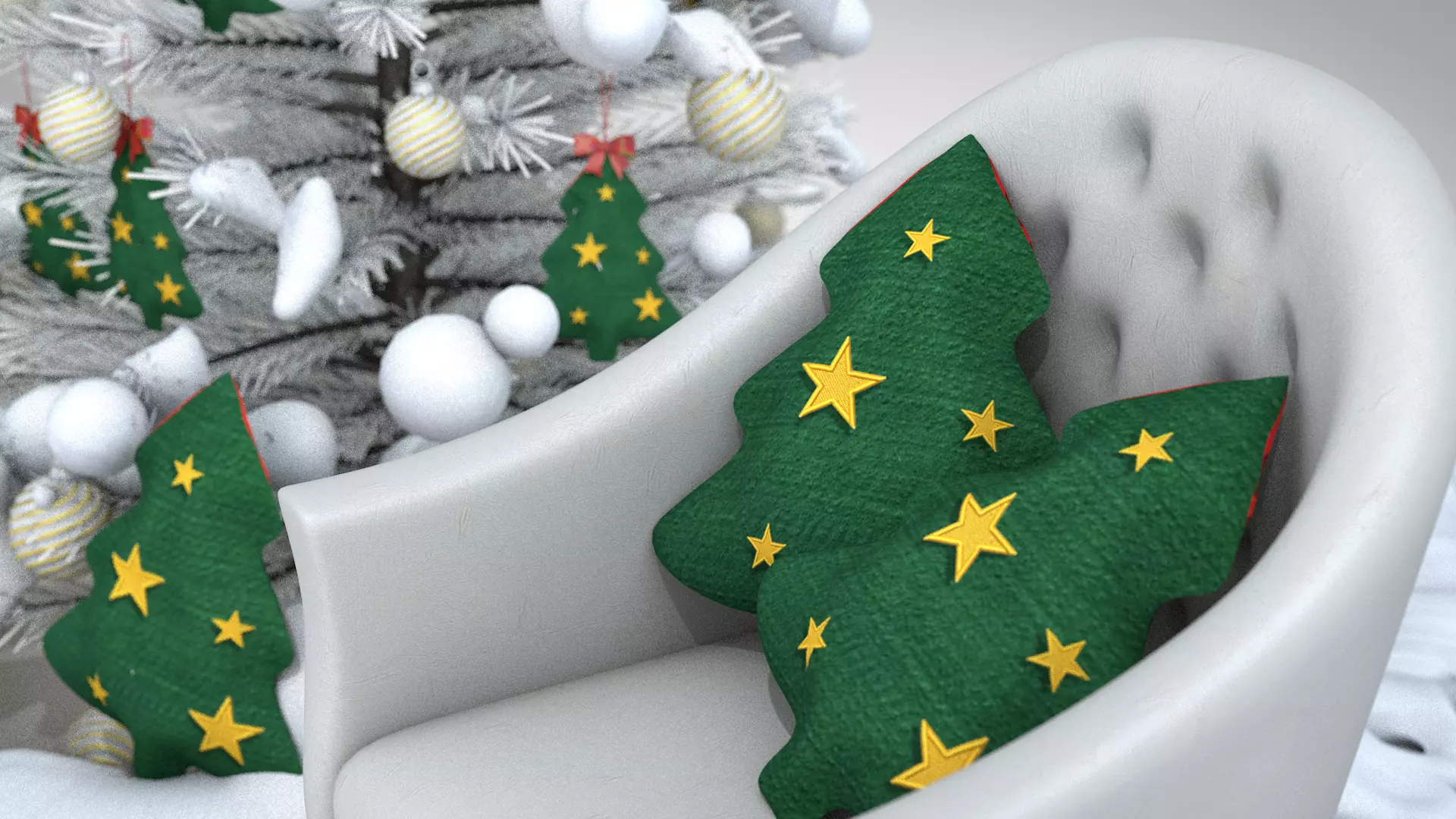 Christmas Tree Pouf and Pillow 3D Model 3D model_2