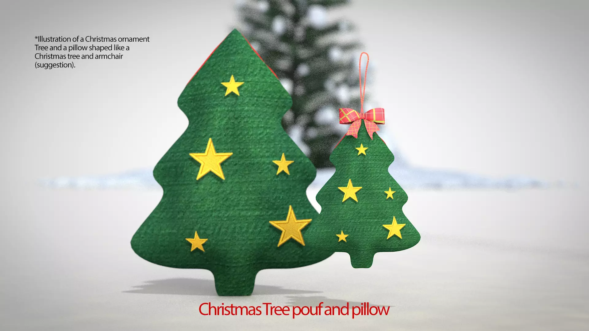 Christmas Tree Pouf and Pillow 3D Model 3D model_0