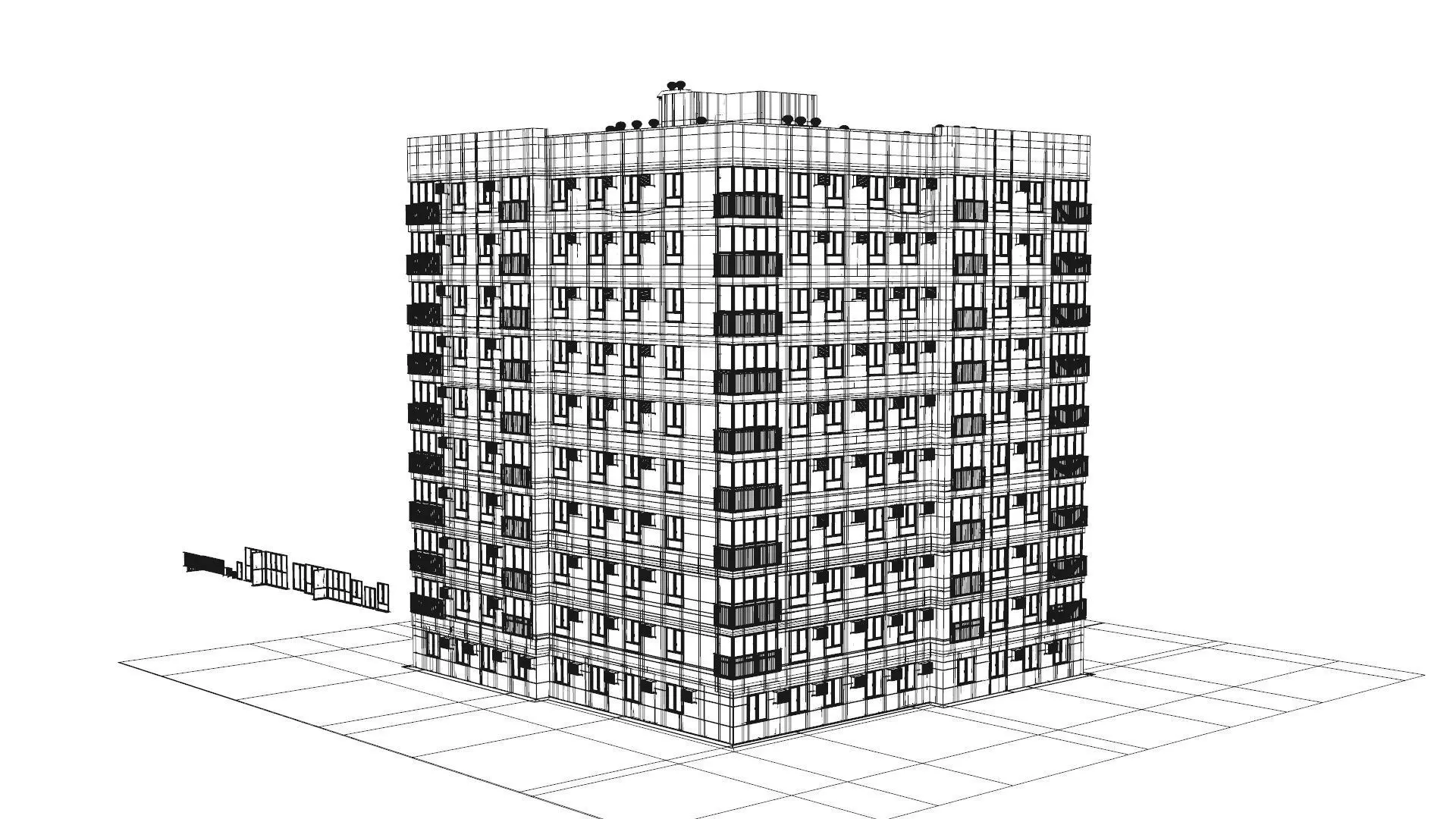 Multi-storey building 3D model_7